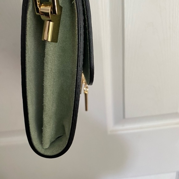 VIOLA CASTELLANI Italy Leather Lizard Embossed Crossbody bag Aqua Green - Picture 11 of 11